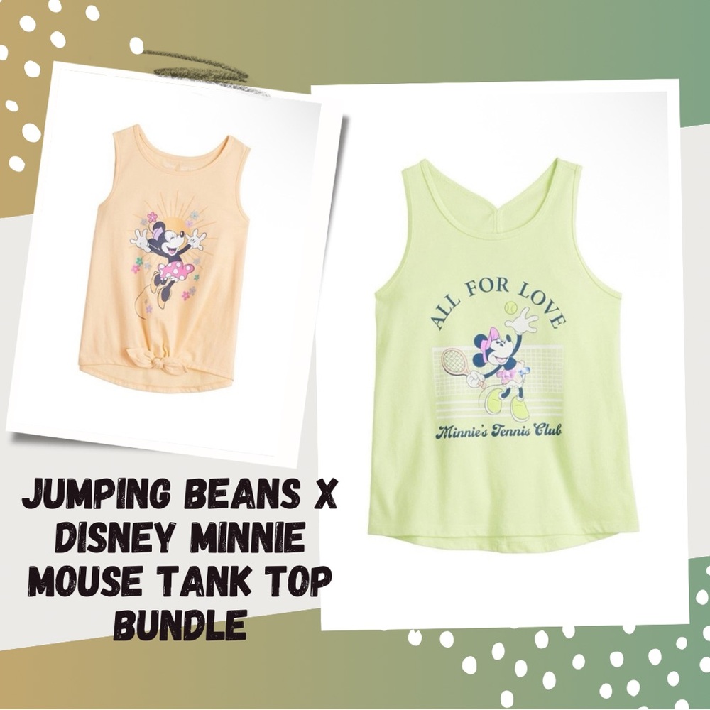 Jumping Beans x Disney Girls Sz. 5 Minnie Mouse Orange + Green Tank Top Bundle